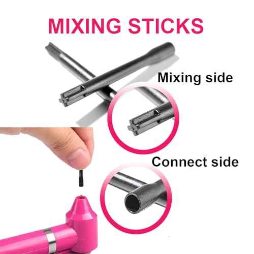 Tattoo Ink Mixer Machine with 100Pcs Sticks - Pigment Stirrer for Fast Color Mixing Make-up Eyebrow Microblading Equipemnt Tattoo Kit Supplies, Pink