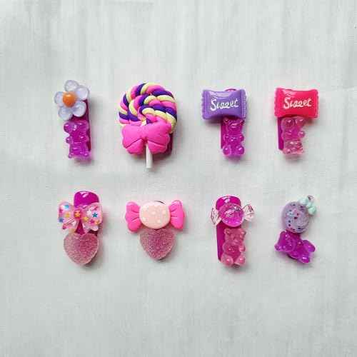 24Pcs Purple Press on Nails Christmas Kawaii Fake Nails Long Square False Nails with 3D Christmas Candy Design Cute Bear Patterns Acrylic Nails Jelly Press on Nails for Women and Girls Xmas Manicure