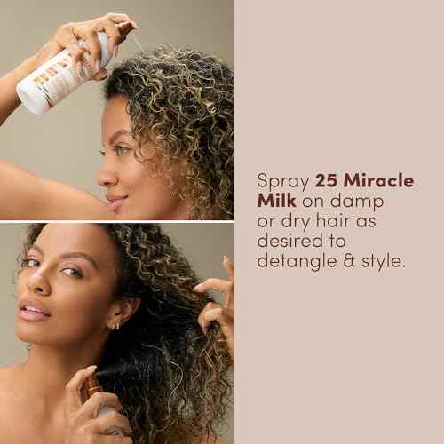 Mizani 25 Benefit Miracle Milk Leave in Conditioner - Heat Protectant & Detangler Spray, With Coconut Oil, For Frizzy & Curly Hair
