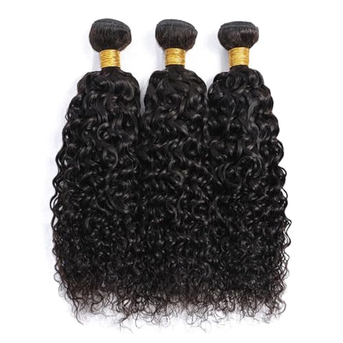 Human Hair Bundles Natural Black Color Jerry Curly Brazilian Unprocessed Virgin Human Hair Quick Weave Extensions (26 28 30 Inch Natural Jerry Curly)