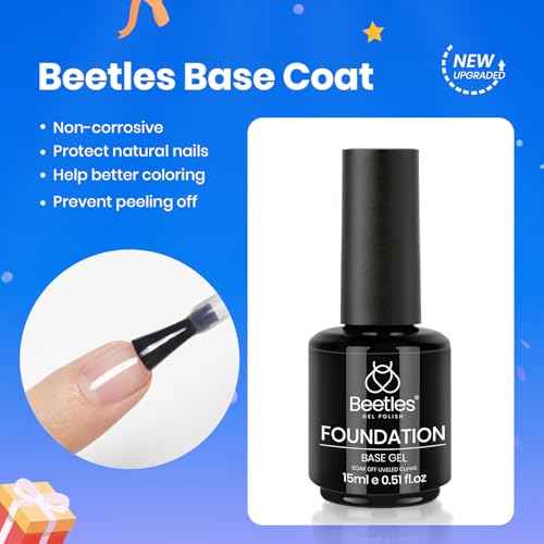 Beetles 3Pcs 15ml White Gel Nail Polish and No Wipe Gel Top Coat & Base Coat Christmas Set, Soak Off UV Lamp and Long Lasting Glossy Top Coat French Manicure Art Design Kit