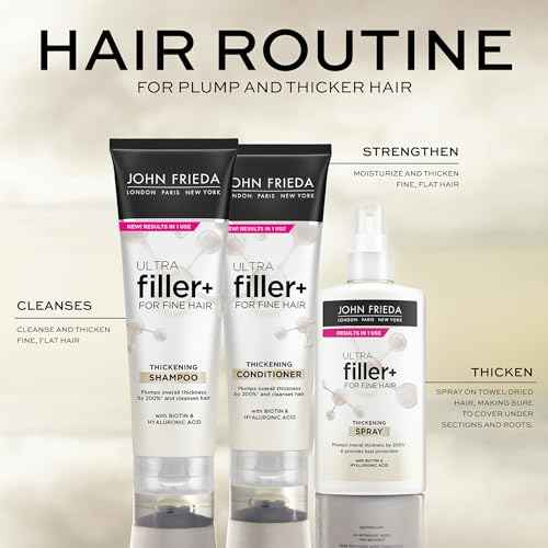 John Frieda ULTRAfiller+ Thickening Shampoo, Strengthening Shampoo for Damaged or Thin Hair, Infused with Biotin and Hyaluronic Acid to Strengthen Hair for Thicker Fuller Results, 8.3 Oz