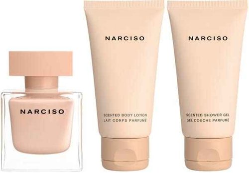 NARCISO RODRIGUEZ Narciso Poudree 3-Piece Gift Set for Women (1.6 Ounce Eau De Parfum Spray + 1.6 Ounce Scented Body Lotion + 1.6 Ounce Scented Shower Gel)