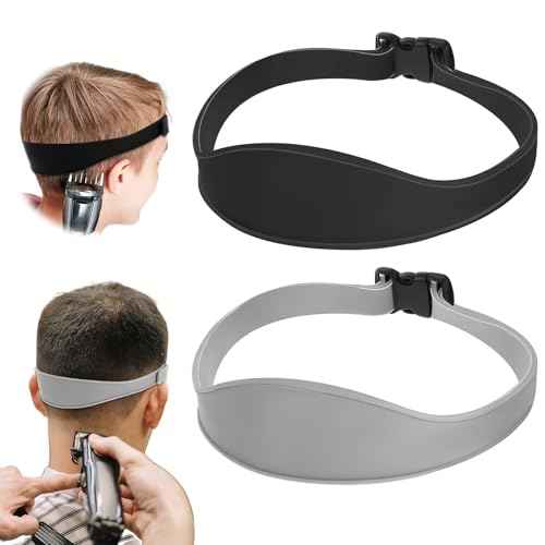 2 Pcs Neckline Shaving Template, Silicone Curved Self Haircut System Hair Cutting Tools,Adjustable Hair Trimming Guide,Fade Guide and Neckline Shaving Template (Black, Gray)