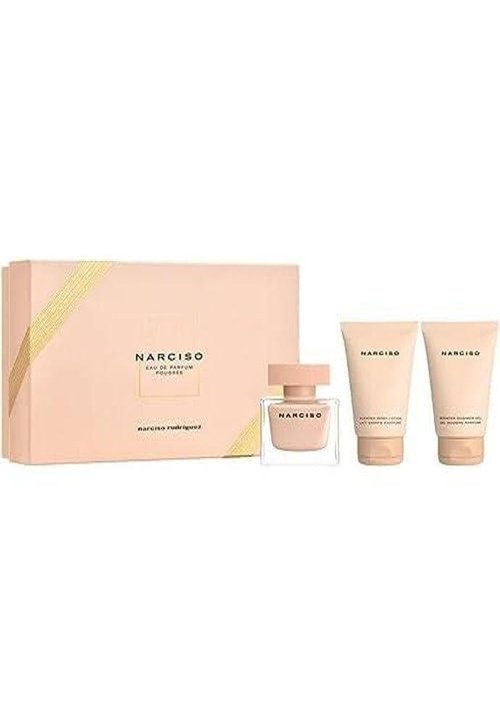 NARCISO RODRIGUEZ Narciso Poudree 3-Piece Gift Set for Women (1.6 Ounce Eau De Parfum Spray + 1.6 Ounce Scented Body Lotion + 1.6 Ounce Scented Shower Gel)