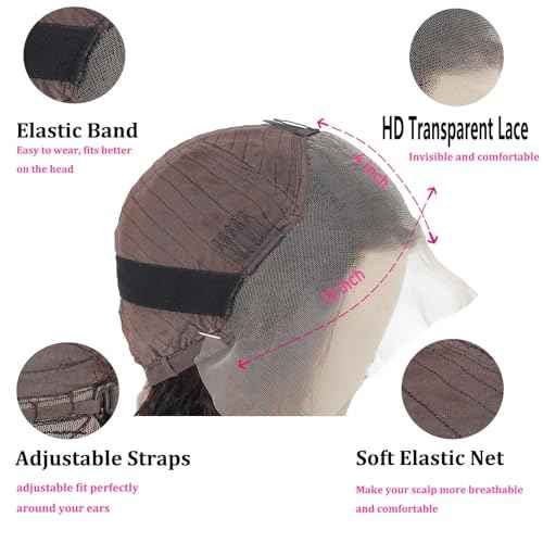 Joedir 26" Big Curly Wavy Supreme Free Parting HD Lace Frontal Wigs With Baby Hair High Temperature Synthetic Wigs For Women(AChocolate Brown Color)