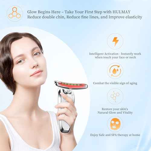 Red Light Therapy for Face and Neck, Facial & Neck Massager Tool, Face Lift, Reduce Fine Lines & Double Chin, Neck Tightening, True Beauty Glow Facial Massager - at Home Skin Care Sculpting Tool