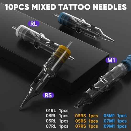 Cordless Tattoo Gun Kit - Professional Tattoo Machine Set with LED Display Rotary Tattoo Pen, Complete Tattoo Supplies Kits with 10Pcs Tattoo Cartridge Needles for Beginners (Black, 64 pcs)