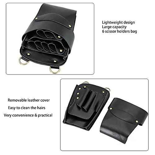 Hairdresser Scissors Bag, Leather Salon Barber Hairdressing Scissor Shears Holster Hair Stylist Tools Bag with Waist Shoulder Belt