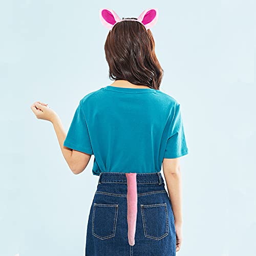 YAXAMING Halloween Pig Ears Headband Nose Bow Tie Tail Pink Pig Hair Hoops Bands Bowtie Animal Headpiece Hairband Women Christmas Holiday Festival Parade Cosplay Dress Up Birthday Party Accessories