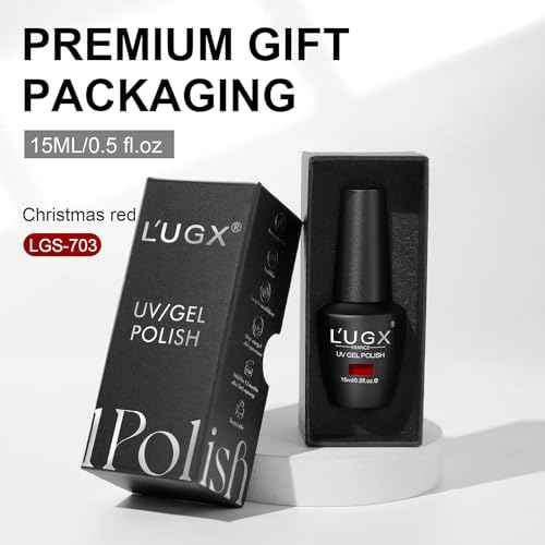 L'UGX Red Gel Nail Polish 15ML Christmas Cherry Dark Red Gel Polish Deep Soak Off UV Gel Colors for Nails Art DIY Manicure & Pedicure at Home Salon Holiday Gifts for Women LGS-703