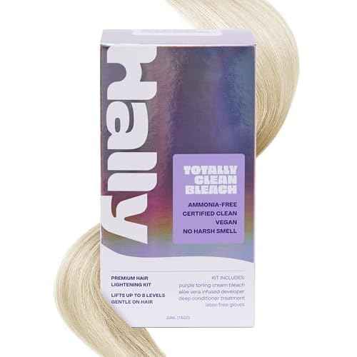 Bleach Kit by Hally Hair, Totally Clean Bleach - Hair Lightener Kit Includes Toning Cream Bleach & Developer & Conditioner - Gentle Nourishing Hair Bleaching Lifts Up to 8 Levels, Vegan & Cruelty Free