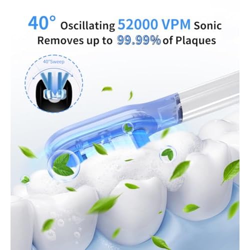 Electric Toothbrush with AI Smart Display, 4 Modes with Missed Spot Detection, Pressure Sensor, 2 Mins Timer, 40¡Æ Oscillating 52000 VPM Sonic Toothbrush with Travel Case, 2 Brush Heads, IPX7