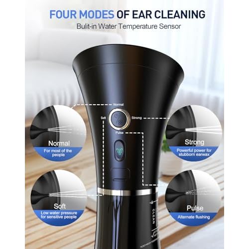 HeaDot Ear Wax Removal with Smart Water Temperature, Water Powered Ear Cleaner with 6 Tips, Safe and Effective Ear Wax Removal Kit with 4 Pressure Levels - IPX7
