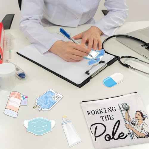 ER Nurse Gifts, Working The Pole Nurse Bag, Nurse Appreciation Makeup Bag, ICU Nurse Gift, Nurse Accessories for Work, Emergency Room Nurse Zipper Bag, Nurse Graduation Gifts for Women, Shopping