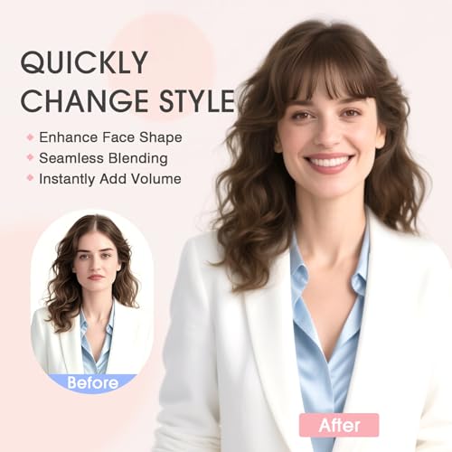 TESS Real Hair Toppers for Women Handmade Lace Base Womens Clip In Hairpieces with Bangs 5 Clips Natural Coverage Soft and Secure 2¡¿6", Dark Brown