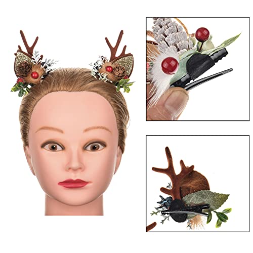 TOECWEGR Christmas Reindeer Antlers Headband Hair Clips Hair Hoop Girl Holiday Beauty Headdress