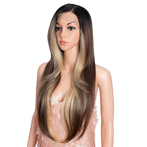 Style Icon Easy-360 Lace Wigs 28" Free Part Lace Frontal Wigs Ombre Synthetic Wig (28", TTOL4/30S/26J)