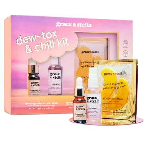 grace & stella Award-Winning Skin Care Set - Stocking Stuffers, Christmas Gifts for Women - Travel Essentials with Gold Eye Masks, Hyaluronic Acid Serum & Rose Spray - Birthday & Bachelorette Favors