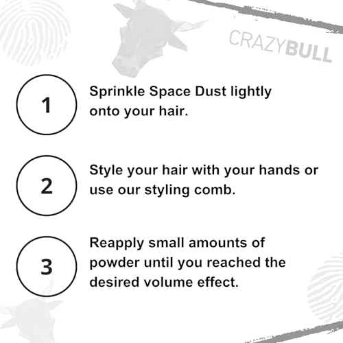 Crazy Bull Hair Space Dust Hair Texture Powder - Vegan Friendly Men - Lightweight Short-Medium Hair - 0.7 oz