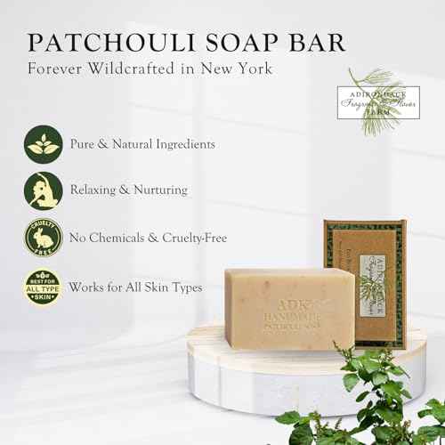 Adirondack Fragrance & Flavor Farm ADK Natural Patchouli Soap Bar 16 oz., Handmade Vegan Olive Oil Body Soap for Dry and Sensitive Skin, Moisturising for Men, Women & Babies