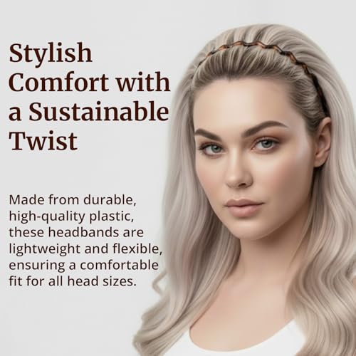 2 Pack Plastic Zig Zag Headbands with Teeth, Wavy Hair Comb Headband Hoop, Non-Slip Grip, Classic 90s Fashion Accessory for Women and Men£¨Black and Brown£©
