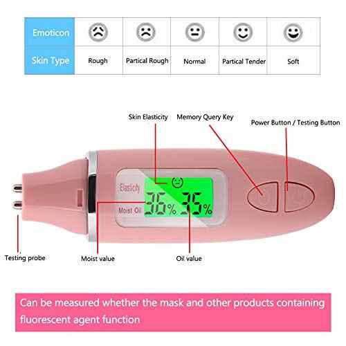 Skin Checker, Oil Tester Portable Digital Lcd Display Skin Sensor Tester Face Water Oil Analyzer Skin Analyzer