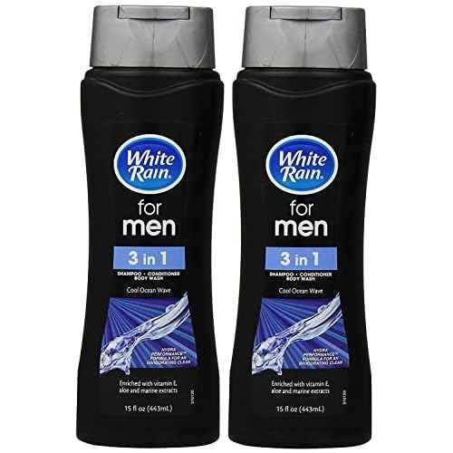 White Rain for Men 3 in 1 Shampoo/Conditioner/Body Wash Cool Ocean Wave - 15 oz, Pack of 2