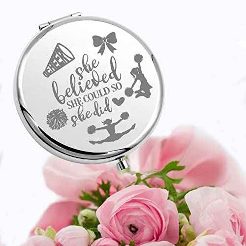 Lywjyb Birdgot Cheerleading Gift Cheerleader Makeup Mirror Cheer Gril Gift She Believed She Could So She Did for Girl