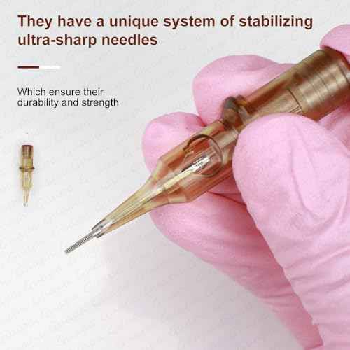 Tattoo Cartridge Needles,10Pcs Disposable Round Liner Sterilized Tattoo Needle for Rotary Tattoo Machine and Permanent Makeup Device (1001RL)