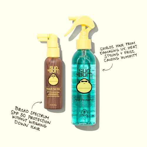 Sun Bum Heat Protector Spray - Leave In Hair Treatment Protects from Heat Styling and Frizz-Causing Humidity - Reduces Blow Dry Time - Vegan and Cruelty Free - UV Protecting - 6 oz