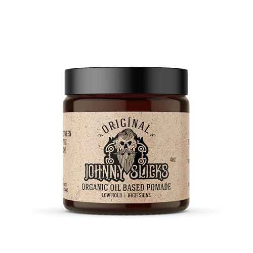Johnny Slicks Oil Based Pomade | Organic Hair Styling for Men, Low to Medium Hold | Promotes Healthy Hair Growth & Helps Hydrate Dry Skin, (Original, 4 Ounce) Veteran Owned, USA Made.