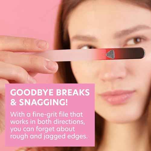 Bona Fide Beauty Czech Glass Nail File for Natural Nails (Black Red), 1Pc Crystal Nail Filer with Case Made in The EU