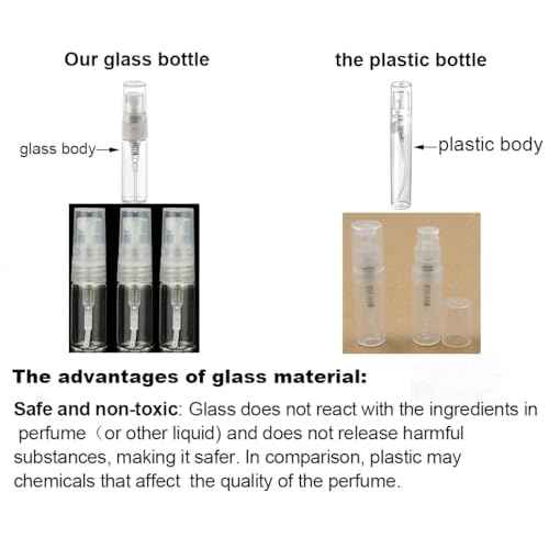 Elfenstal- 25pcs Mini Clear 3ml Fine Mist Atomizer Glass Bottle Spray Refillable Perfume Empty Bottle Glass Clean Cloth for Travel Party Portable Makeup Tool