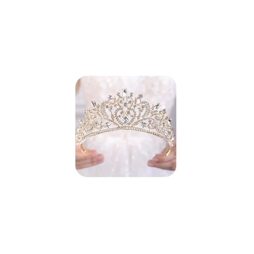 Wekicici Wedding Tiaras Rhinestone Princess Crown Crystal Queen Tiaras Bridal Headband Gifts for Women Birthday Wedding Prom Bridal Party Pageant Halloween Costume(Gold)