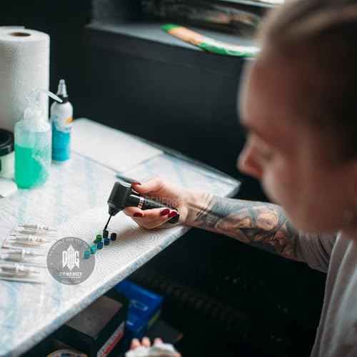 Tattoo Ink Mixer with 105Pcs Mixing Sticks Denergy Tattoo Pigment Machine Eyebrow Color Makeup Tattoo Ink Pigment Electric Agitator Machine for Microblading Tattooing (Black+105pcs Sticks)
