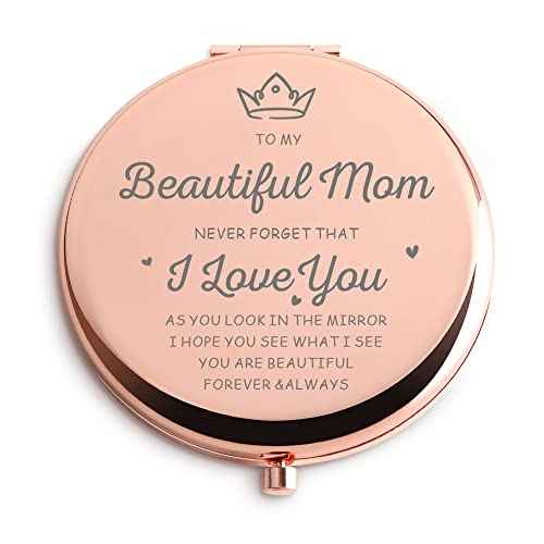 Mom Birthday Gifts from Daughter Son Rose Gold Compact Cute for Purse Travel Folding Hand Mirror Mothers Day Thanksgiving Christmas Day Wedding Gifts Retirement