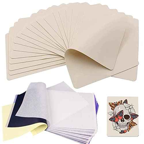 Yuelong 40PCS Tattoo Skin Practice and Transfer Paper Kit Includes 10PCS Double Sided Blank Fake Skin and 30PCS Stencil Paper for Tattoos Practice Tattooing Microblading Supplies