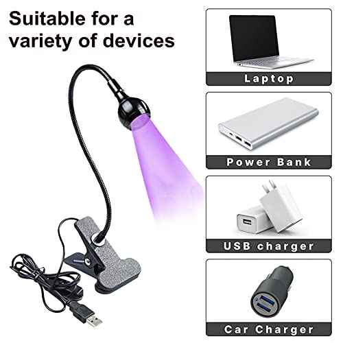 UV LED Nail Dryer for Nail Polish,Gooseneck Flash Cure Light for NailsSmall 3W LED UV Glue Ultraviolet Purple Light for Home DIY& Salon Manicure Decor Black