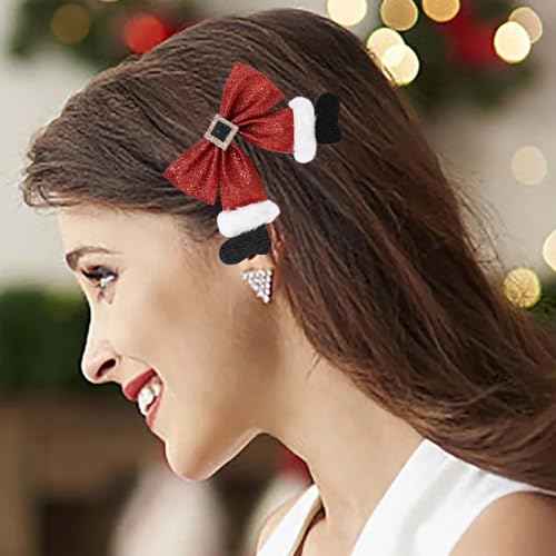 Christmas Hair Bows Clips for Girls Christmas Santa Boot Hair Accessories Sparkly Sequin Xmas Boutique Hair Clips Bowknot Alligator Clips Hairpins Barrette for Xmas Party Gifts(Style C)