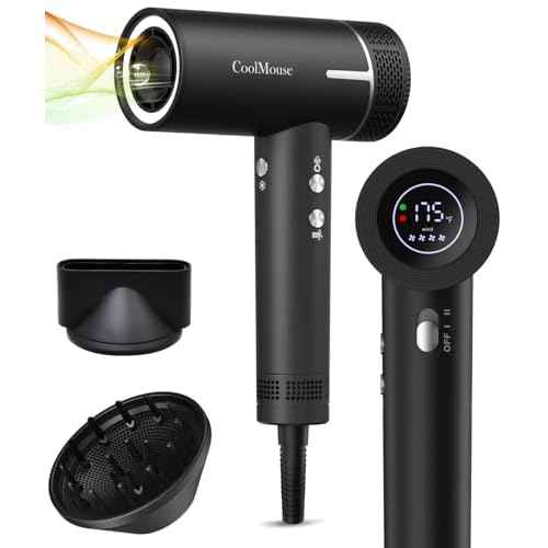 High-Speed Ionic Hair Dryer: 160000 RPM Brushless Motor Fast Drying Low Noise Thermo-Control Hairdryer,500 Millions Negative Ionic Care Blow Dryer Travel with Magnetic Diffuser & Nozzle