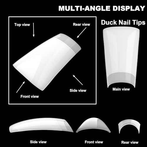500Pcs Natural Duck Nail Tips, 10 Sizes Pre-Shaped Professional Press Ons for Nail Extension - Half Cover Acrylic Soft Gel Tips for Home DIY Nail Salon With Box