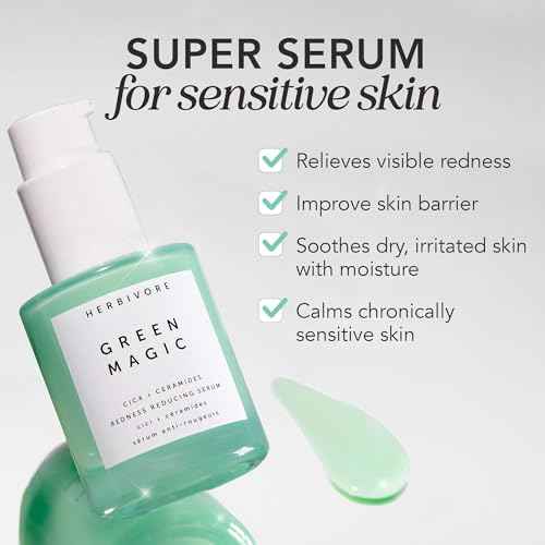 HERBIVORE Green Magic Cica + Ceramides ? Fast-acting Redness-Reducing Serum for Sensitive Skin, Plant-based, Vegan, Cruelty-free, 30mL / 1 oz