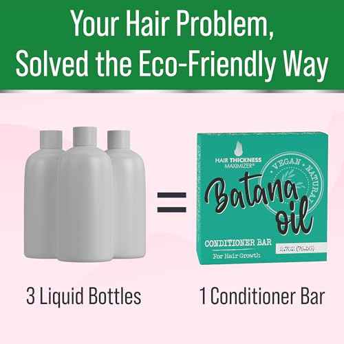 Batana Oil for Hair Growth Conditioner Bar. Eco Friendly, Vegan, Color Safe, pH Balanced. Solid Conditioner Bar Equal To 3 Liquid Bottles. Zero Plastic, USA Made, Strengthening & Dry Hair Relief