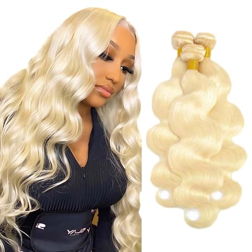 613 Blonde Body Wave Bundles 22 24 26inch Brazilian Virgin Hair Blonde Body Wave 3 Bundles Human Hair Weave for Black Women£¨#613 Bleach Blonde£©