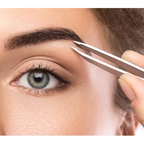 Professional Tweezers Diamond Slant Tip - Diamond Tip Tweezers for Men & Women - High Precision Design for Face, Eyebrow, Hair & Grooming - Stainless Steel Handmade Beauty Tool