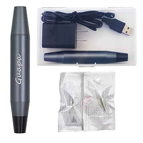 Guapa Microblading Tattoo Machine Electric MST Permanent Makeup Machine Tattoo Gun Device with 50pcs Cartridge Needles for Eyebrow Eyeliner Lip Body Art Beauty (Machine Gray+50pcs Needles)