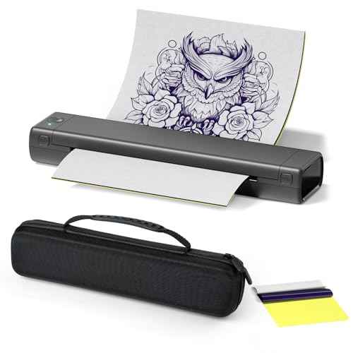Itari M08F Wireless Tattoo Stencil-Printer - Tattoo Transfer Machine Thermal Copier with 10pcs Transfer Paper, Bluetooth Stencial Printer for Tattooing with a Case, Compatible with Smartphone & PC