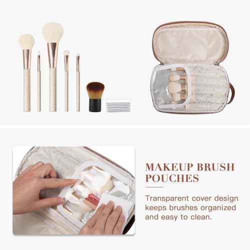 Travel Cosmetic Toiletry Makeup Bag - Multifunctional Essentials Organizador,Water Resistant Accessories for Women & Girls,Portable Toiletries kits,Beige Withe