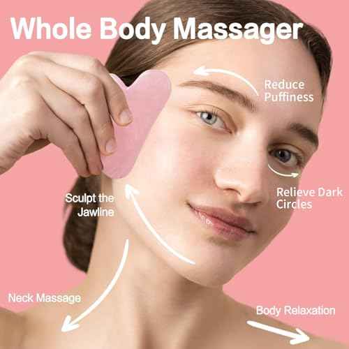huefull Gua Sha Facial Tools for Face and Body ?Spa Gifts for Women, Natural Rose Quartz Guasha Tool for Face, Relieving Tension,Self Care Gift for Women & Men